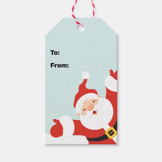 Schattige Papercut Happy Santa Cadeaulabel (Voorkant)