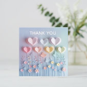 Schattige papier harten en bloemen dank u (Staand voorkant)