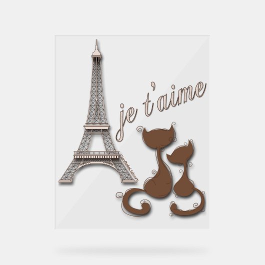 Schattige Parijse Katten Acryl Bord (Voorkant)
