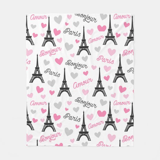 Schattige Parijse patrooninterieur fleece deken (Voorkant)