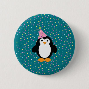 Schattige partij Penguin Ronde Button 5,7 Cm