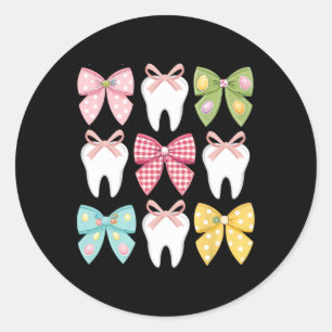 Schattige Pasen Boog Tanden Tandarts Hygiënist Ronde Sticker