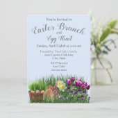 Schattige Pasen Brunch en Eierjacht Familie Kaart (Staand voorkant)