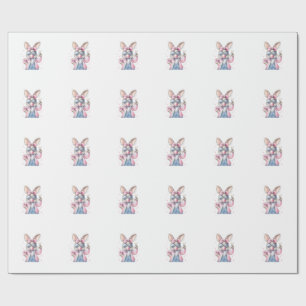 Schattige Pasen Dag Konijn Blaast Bubbel Konijn Vr Cadeaupapier