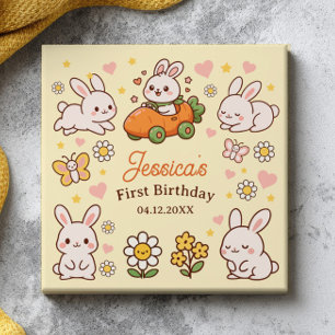 Schattige Pasen Konijnen Whimsical 1e Verjaardag Tegeltje