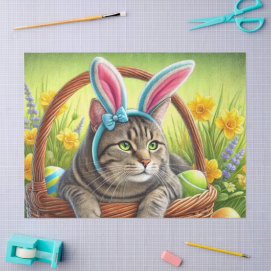 Schattige Pasen Tabby Kat Tissuepapier (Craft)