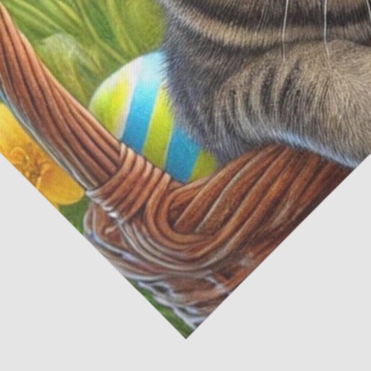 Schattige Pasen Tabby Kat  Tissuepapier (Detail)