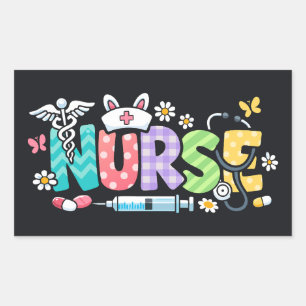 Schattige Pasen-verpleegster Medische humor Rechthoekige Sticker