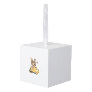 Schattige Pasenbeer in gebarsten ei vintage vector Kubus Ornament