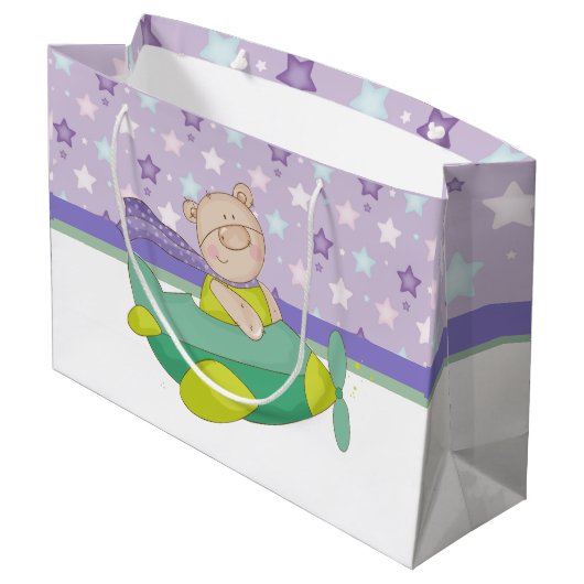 Schattige pastaaf Teddy Bear Gift Bag Groot Cadeauzakje (Achterkant Gekanteld)