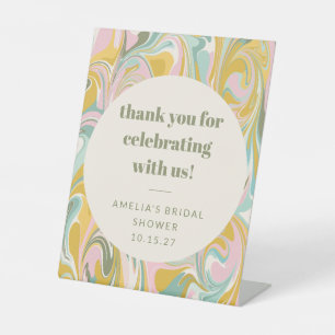 Schattige Pastel Abstract Custom Vrijgezellenfeest Reclamebord Met Voetstuk