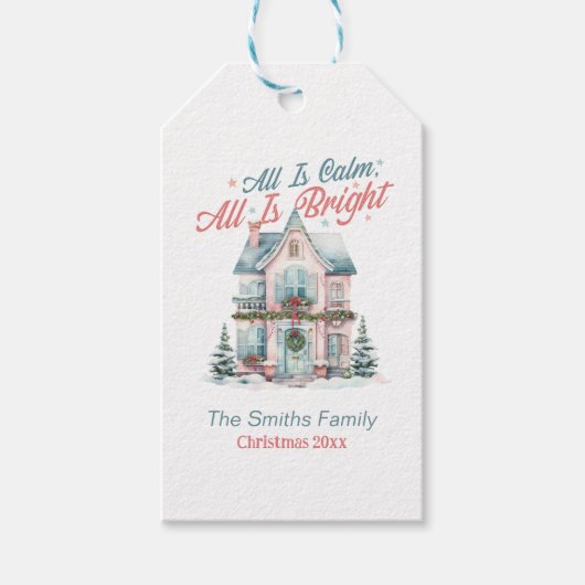 Schattige Pastel Alles is rustig, Alles is Bright Cadeaulabel (Voorkant)