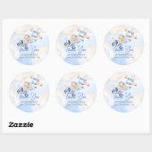Schattige Pastel Blauw Bruin Baby Beer Dank u Ronde Sticker (Vel)