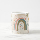 Schattige Pastel Blush Blauwgroen Boho Flowers en Koffiemok (Center)
