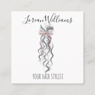 Schattige Pastel Bride Wavy Kapsel Haarsalon Bloem Vierkante Visitekaartje