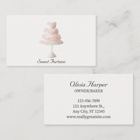 Schattige Pastel Cake Bakery Visitekaartje (Voorkant / Achterkant)