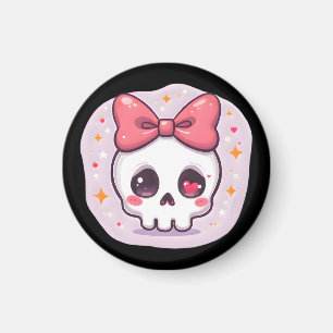 Schattige Pastel Goth Schedel met Strik Magneet