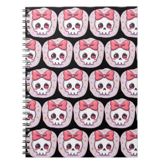 Schattige Pastel Goth Schedel met Strik Notitieboek