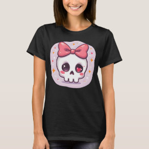 Schattige Pastel Goth Schedel met Strik T-shirt