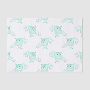 Schattige Pastel Groen Kinder Aquarel Shark Tissuepapier