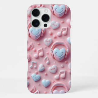 Schattige Pastel Hartjes Muzieknoten Voor Muziek L iPhone 16 Pro Max Hoesje