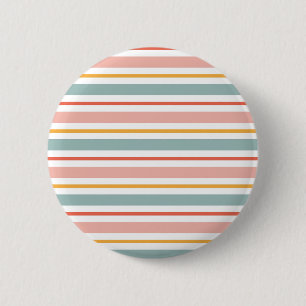 Schattige Pastel Horizontale Strepen Boho Roze Tea Ronde Button 5,7 Cm