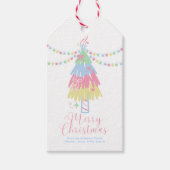 Schattige Pastel Kerstboom Prettig Kerstfeest  Cadeaulabel (Voorkant)