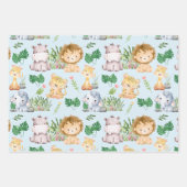 Schattige Pastel Kleur Safari Oerwoud Dier Inpakpapier Vel (Voorkant)