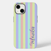 Schattige pastel kleurrijke strips gepersonaliseer Case-Mate iPhone case (Achterkant)