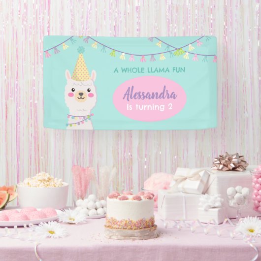 Schattige pastel lama feest spandoek (Feest)