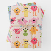 Schattige pastel Monster Mash Inpakpapier Vel (In situ)