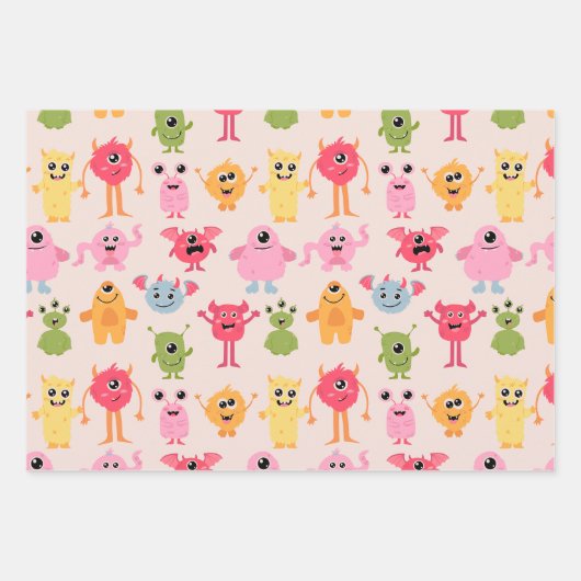 Schattige pastel Monster Mash Inpakpapier Vel (Voorkant)