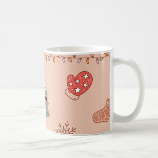 Schattige Pastel Nostalgische Retro Kerstmis Koffiemok