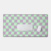 Schattige Pastel Paarse Groene Wavy Checkerboard P Bureaumat (Keyboard & Muis)