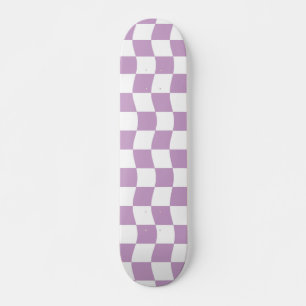 Schattige Pastel Paarse Witte Wavy Checkerboard Pa Skateboard