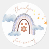 Schattige Pastel Regenboog Sterren Dank Je Ronde Sticker (Voorkant)