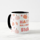 Schattige Pastel Roze en Perzik Pompoen Halloween Mok (Voorkant links)