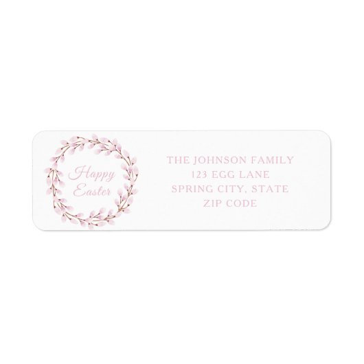 Schattige pastel roze paasretouradres etiket (Voorkant)