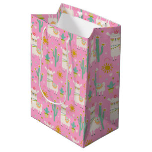 Schattige Pastel Roze Party Llama Kinder Gift Medium Cadeauzakje
