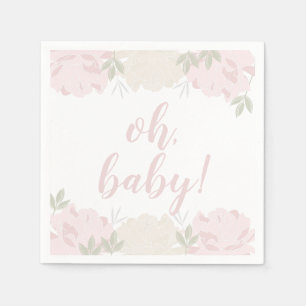 Schattige pastel roze pioenen Baby shower Servet