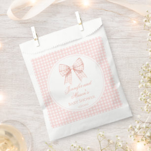 Schattige pastel roze strik preppy baby meisje dou bedankzakje