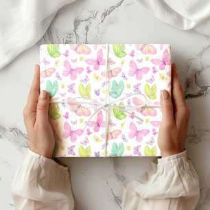 Schattige Pastel Vliegende Vlinders Cadeaupapier