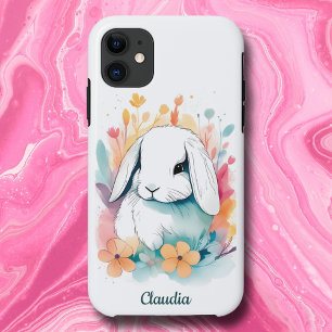 Schattige Pastel Waterverf Lop Ear Bunny Rabbit iPhone 11 Hoesje