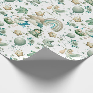 Schattige pastel Waterverf Mint Groen Baby Nieuw g Cadeaupapier