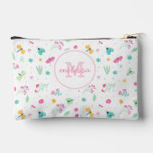 Schattige Pastel Wit Roze Bloempatroon Monogram Etui (Achterkant)