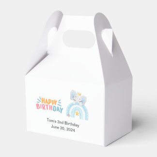 Schattige pastelblauw Happy Birthday Elephant Favo Bedankdoosjes