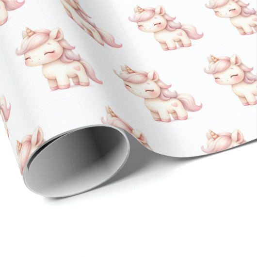 Schattige pasteleenhoornpatroon cadeaupapier (Rol Hoek)