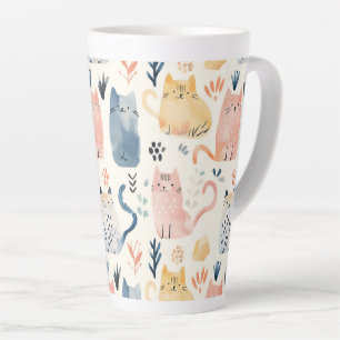 Schattige pastelkattenpatroon latte mok