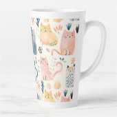 Schattige pastelkattenpatroon latte mok (Rechts)