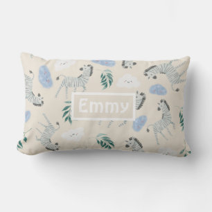 Schattige pastelsafari monogrammen crèmeroze kussen